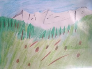 Landschaft mit Berge.