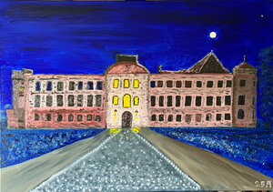 Die Schlossruine von Dargun zur blauen Stunde