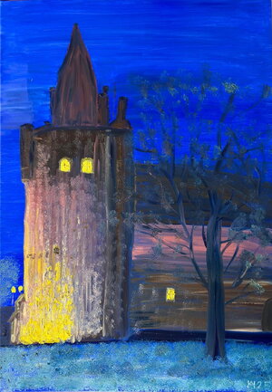 Die Burg in Klempel, nur zur blauen Stunde