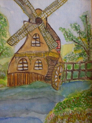 Wassermühle im Frühling 