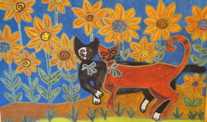 Katzen im Sonnenblumenfeld 