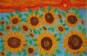 Sonnenblumen im Sonnenuntergang 