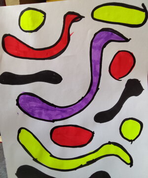 Schlangenlinien und Kreise. Abstrakt.